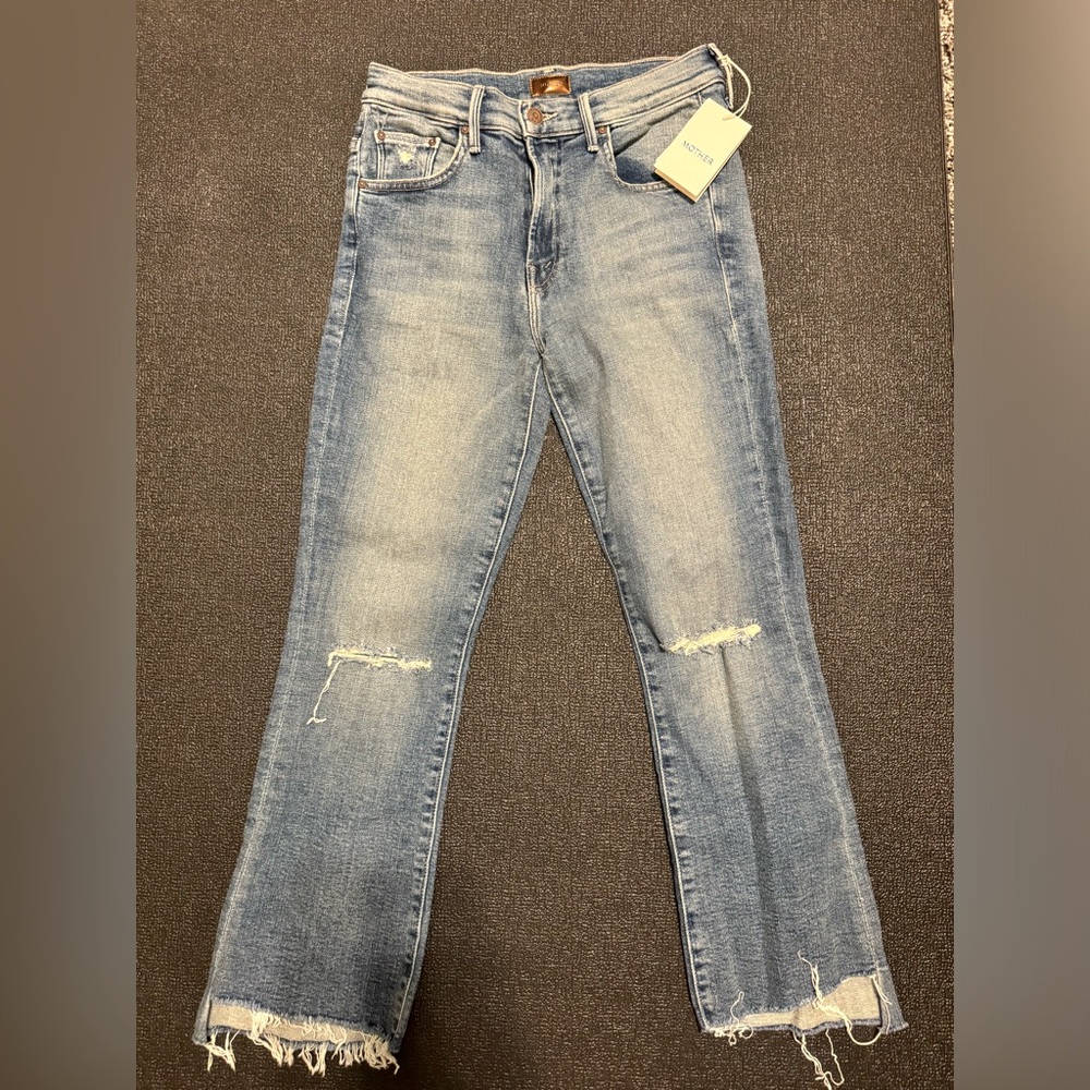 NWT Mother The Insider High Waist Crop Step Fray Jeans Size 25R
